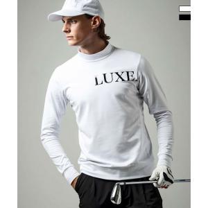 LUXEAKMPLUS リュクスエイケイエムプラス ゴルフ 光沢ロゴモックネックTシャツ カットソー メンズ かっこいい ブランド ゴルフウェア スポーツウェア GOLF