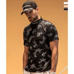 LUXEAKMPLUS リュクスエイケイエムプラス ゴルフ ローレルパターン半袖モックネックTシャツ...