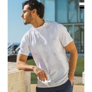 LUXEAKMPLUS リュクスエイケイエムプラス ゴルフ ペイズリーモックネック半袖Tシャツ メンズ ゴルフウェア スポーツウェア GOLF