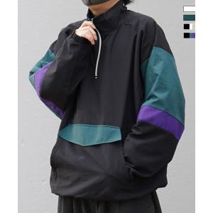 ILL'S イルズ ビッグシルエット トラックジャケット ナイロンブルゾン ハーフジップアノラックプ...