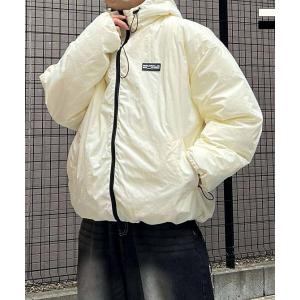 ILL'S イルズ ビッグシルエット ラバーワンポイントロゴ ナイロン コーデュロイ エコダウンジャ...