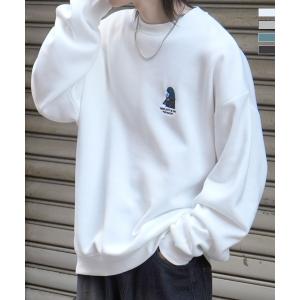 ILL'S（イルズ）ガールイラストワンポイント刺繍 ビッグシルエット 裏起毛プルオーバースウェット カットソー ユニセックス