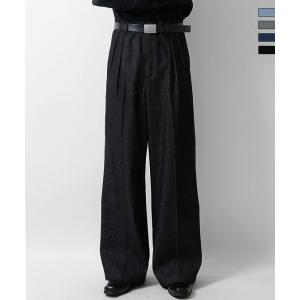 Confirm コンファーム ヴィンテージメイク ケミカル加工 デニム タック ワイドストレートスラックスパンツ ユニセックス