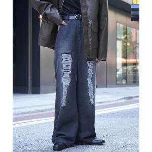 Confirm コンファーム ヴィンテージメイク ダメージ加工 ケミカルウォッシュ加工 ワイドストレ...