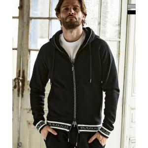 1PIU1UGUALE3 RELAX ウノピゥウノウグァーレトレ リラックス ラインストーンジップロゴパーカー セットアップ対応　メンズ ウェア ウノピュウ ウノピュー