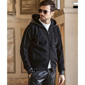 1PIU1UGUALE3 RELAX ウノピゥウノウグァーレトレ リラックス レザーコンビネーションパーカー メンズ 羊革 モード ストリート カジュアル 1PIU1UGUALE3 RELAX レザーコンビネーションパーカー メンズ 羊革