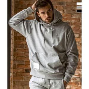 1PIU1UGUALE3 RELAX ウノピゥウノウグァーレトレ リラックス レザーパッチスウェットプルオーバーフーディー メンズ セットアップ対応 ウノピュウ ウノピュー