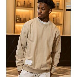 1PIU1UGUALE3 RELAX ウノピゥウノウグァーレトレ リラックス レザーパッチスウェットクルーネックプルオーバー メンズ セットアップ対応 ウノピュウ ウノピュー