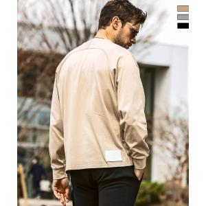 1PIU1UGUALE3 RELAX ウノピゥウノウグァーレトレ リラックス レザーパッチシルケットロングTシャツ メンズ ブランド ウェア ウノピュウ ウノピュー