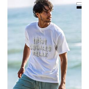 1PIU1UGUALE3 RELAX ウノピゥウノウグァーレトレ リラックス シャドウロゴ半袖Tシャツ メンズ ウェア ウノピュウ ウノピュー