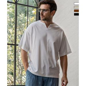 1PIU1UGUALE3 RELAX ウノピゥウノウグァーレトレ リラックス ダブルシルケットキーネックワイドTシャツ メンズ ウノピュウ ウノピュー