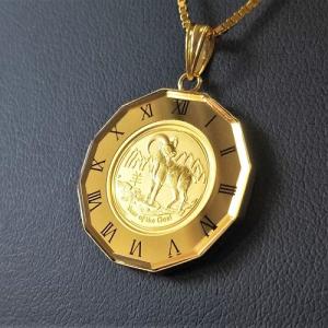 24金 干支 金貨 羊（未） 1/20オンス 18金 丸型金時計枠 2015年製 干支十二支 ヒツジ