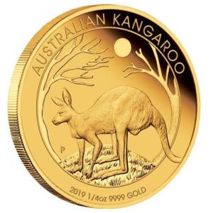 純金 コイン カンガルー 金貨 1/4オンス 2019年製 オーストラリア パース造幣局 コインケース付｜space-gold