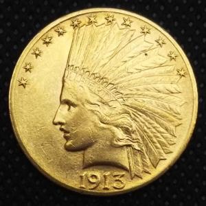 インディアン金貨 アメリカ 10ドル金貨 1913年 保証書付