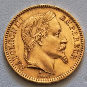 金コイン ナポレオン金貨 ナポレオン3世 1866年 20フラン｜space-gold