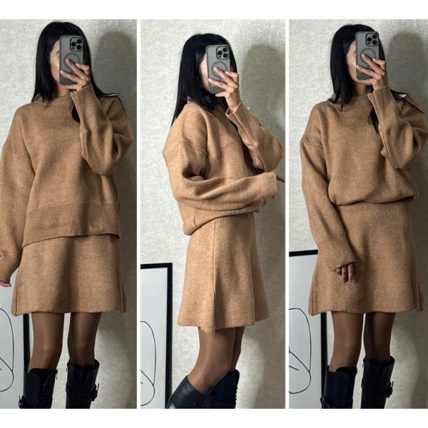 セットアップ レディース ニット ワンピース セーター ス おしゃれ 春秋 3点セット スカート O...