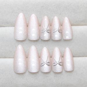 24枚セットネイルチップ かわいい アーモンド...の詳細画像3