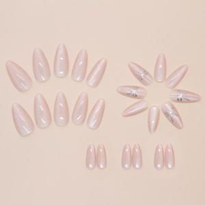 24枚セットネイルチップ かわいい アーモンド...の詳細画像4