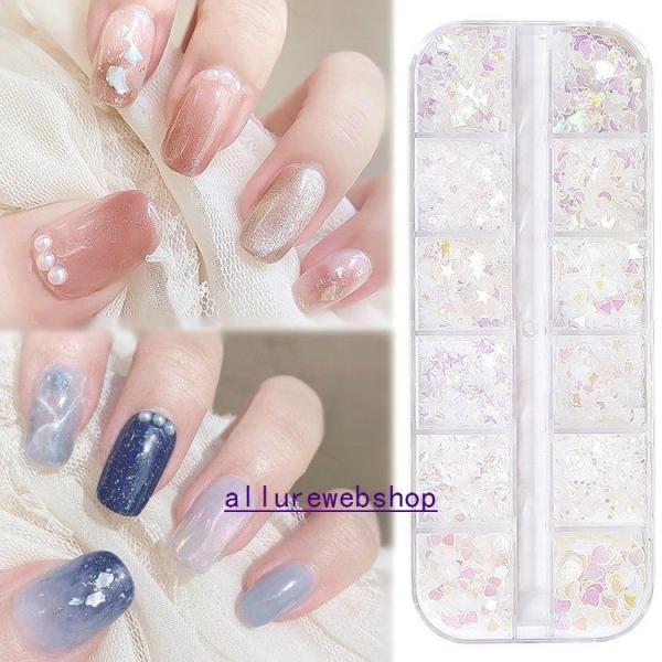 ネイルネイルシールパーツデコパーツセルフネイル春ネイルネイルアートデコホログラム星花ハート蝶々ホワイ...