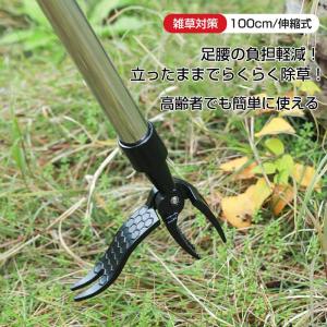 草取り 道具 根こそぎ 草取り器 便利 グッズ 伸縮式 雑草削る 立ったまま 雑草取り器具 ステンレス製 草刈りレーキ 除草 畑 庭 あぜ 道公園｜space8-st