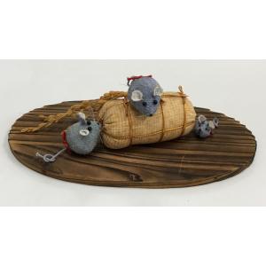 インテリア ネズミと米俵の置物 昭和レトロ アンティーク 中古