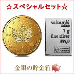 メイプル金貨 1g + スイス ヴァルカンビ 純銀 1g カナダ 純金 コイン ゴールド シルバーバー