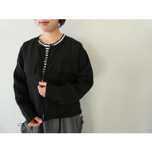 SOUFFLE シアーリネンブレンドナイロンノーカラーブルゾン(26S-S031)