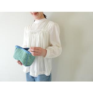 shs 中が見やすいブロックプリントのギンガムチェック柄ポーチ(305049)