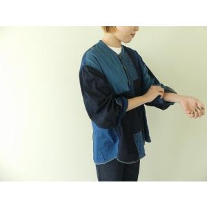 【ご予約サイズあり】KAPITAL(キャピタル) 綿×リネンIDGパッチワークバンドカラーカトマンズ...