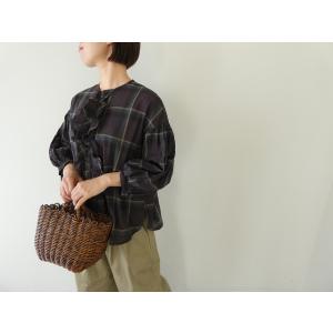 LAITERIE(レイトリー) オーガニックコットンローンチェックフリルブラウス(LB25404)