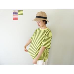 prit(プリット) リサイクル天竺カラーボーダー5分袖ワイドTシャツ(91621)