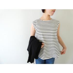 tumugu(ツムグ) スープレコットンボーダー天竺裾ラウンドタンクトップ(TC23116-B)
