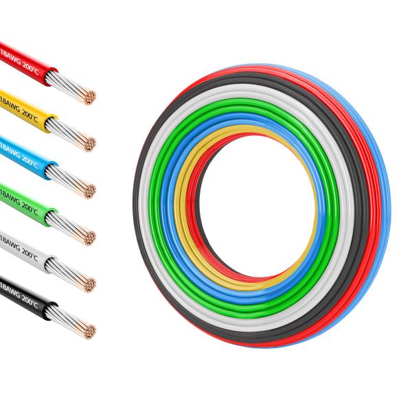 0.75SQ/18AWG 電線ケーブル 6色 1.6M/色 シリコンワイヤー フックアップワイヤーキ...