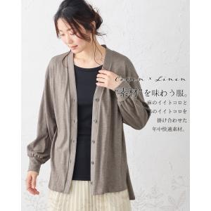コットンリネン カーディガン UVケア UVカ...の詳細画像1