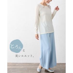 日本製 皺知らず ワイドパンツルック レディー...の詳細画像1