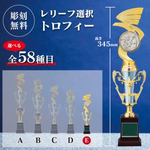 トロフィー　表彰用　記念品　Eサイズ　高さ34.5cm　最安値　彫刻代無料　t-3117（水色）