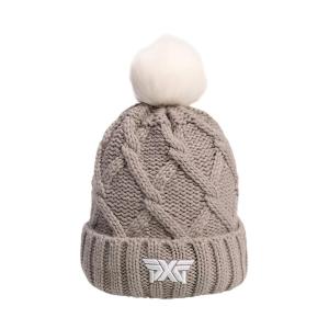 [ピーエックスジー] ビーニー Lux Cozy Knit Cuff Beanie with Pom ミディアムグレー｜spark0903no2