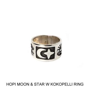 HOPI ホピ インディアン HOPI MOON & STAR WITH KOKOPELLI RING リング SILVER SIDNEY SANEYAH｜sparkheads
