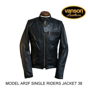 VANSON バンソン MODEL AR2F SINGLE RIDERS JACKET シングル ライダース ジャケット BLACK 38｜sparkheads