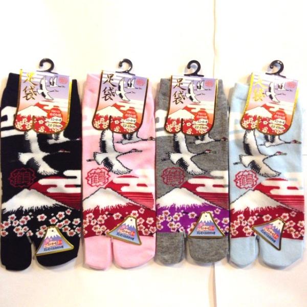 和柄 ファッション 婦人 足袋 ソックス スニーカー丈 鶴と富士