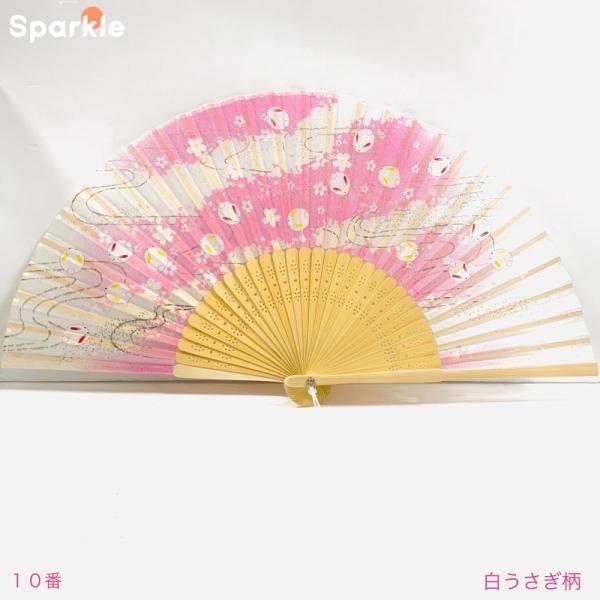 扇子 シルク 白うさぎ　日本 お土産　人気　hand fan folding fan