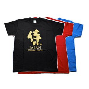 東京 お土産 侍 金箔 Tシャツ TOKYO SAMURAI JAPAN 外国人 人気 ホームステイ お土産Tシャツ｜sparkle