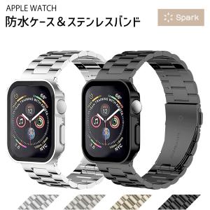 アップルウォッチ カバー バンド セット apple watch ケース ステンレス 防水 40mm 44mm 41mm 45mm｜スパークス