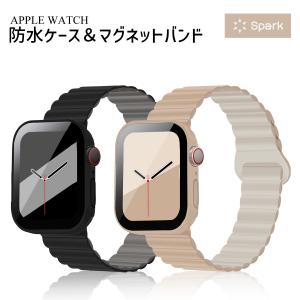 アップルウォッチ  カバー バンド ベルト 防水 シリコン セット マグネット 40mm 44mm 41mm 45mm｜sparksstore