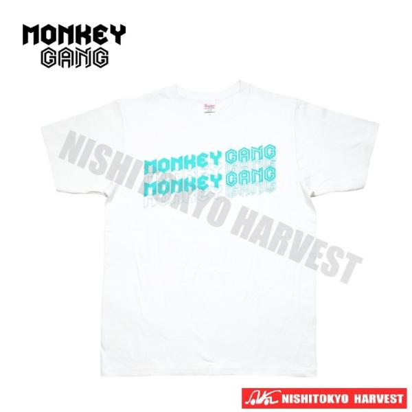 【4-1】MONKEY GANG 80年代エレクトロ デザイン Tシャツ 【ホワイト】
