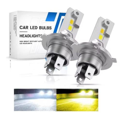 H4 LED 2色 ヘッドライト 車 バイク トラック LO イエロー HI ホワイト 12V 24...