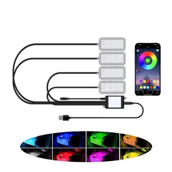 スLED アンビエントライト４連 RGB イルミネーション フットランプ 足下照明 テープ LEDラ...