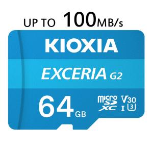 microSDXC 64GB Kioxia EXCERIA G2 UHS-I U3 R:100MB/s W:50MB/s Class10 V30 A1 4K対応 海外パッケージ ゆうパケット送料無料｜spd-shop