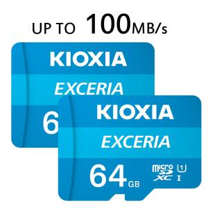 お買得2枚組 microSDXCカード 64GB Kioxia CLASS10 UHS-I FULL HD対応 100MB/s 海外パッケージ ゆうパケット送料無料