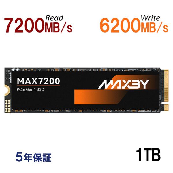 セール！MAXBY 1TB NVMe 2.0 SSD PCIe Gen 4x4 R:7200MB/s...